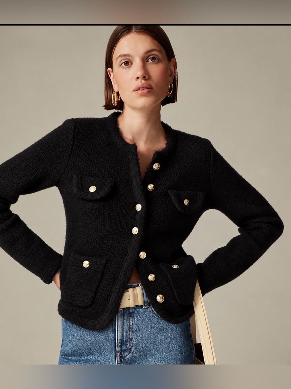 J.Crew Textured sweater lady jacket in black - Picture 5 of 9
